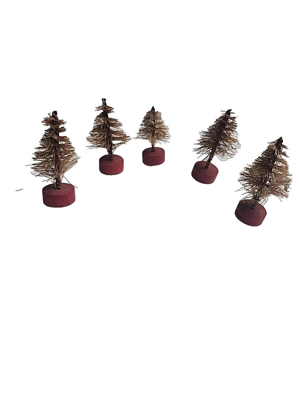 5 Vintage 1950's Bottle Brush Trees Christmas Decoration/Train Decor 2.75"